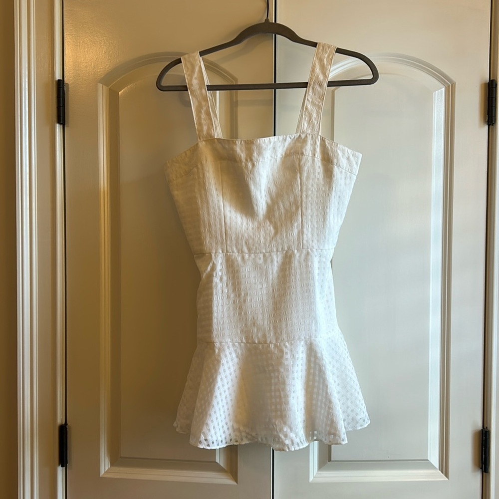 Amanda Uprichard gingham organza white mini dress size medium